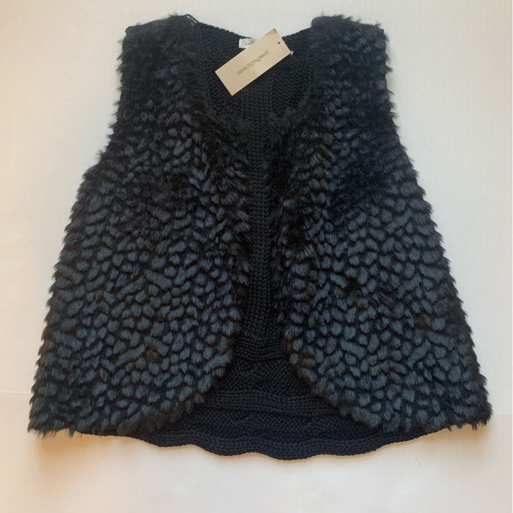 John Paul Richard Black Fur Vest Size Large Mob Wife Vibes NWT